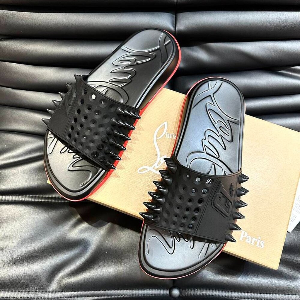 CHRISTIAN LOUBOUTIN RUBBER MULE SLIDE SANDALS MEN